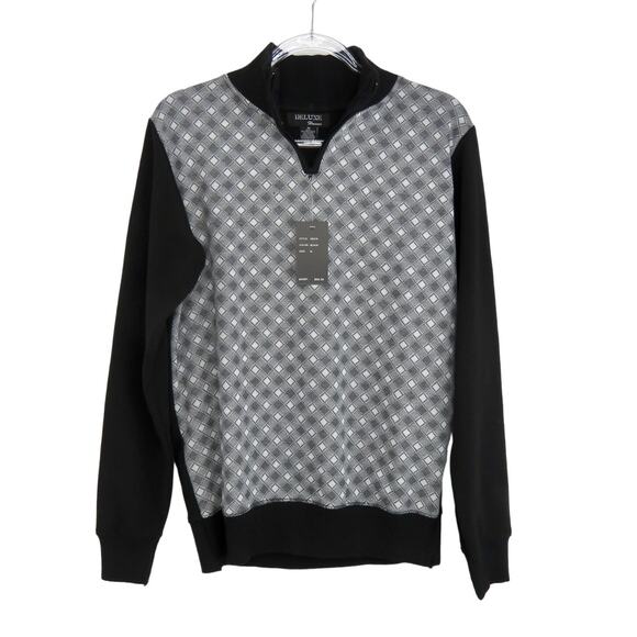 Deluxe Homme Men's Diamond Sweater Preppy Knit Grandpa Sweater Retro Medium - Picture 1 of 4